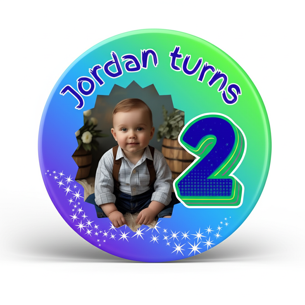 Customizable Birthday Pin Badge Age specific for kids