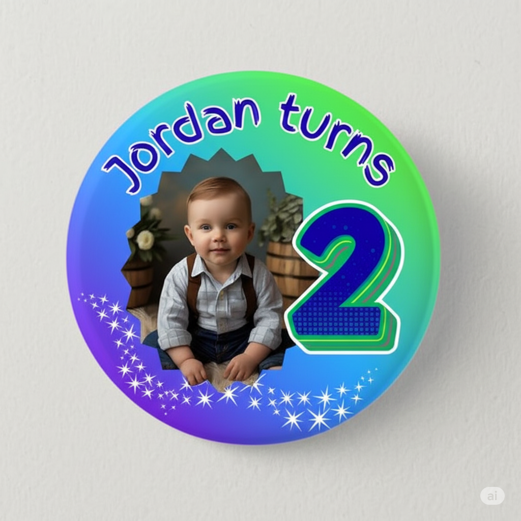 Customizable Birthday Pin Badge Age specific for kids