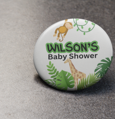 Customizable name baby shower pin