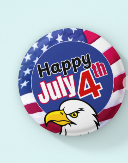 Happy July 4th button pin