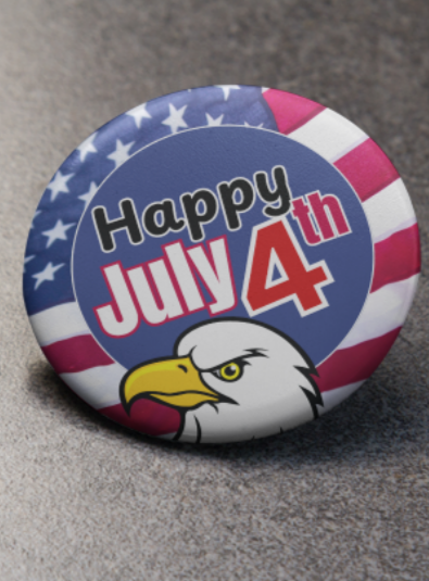 Happy July 4th button pin
