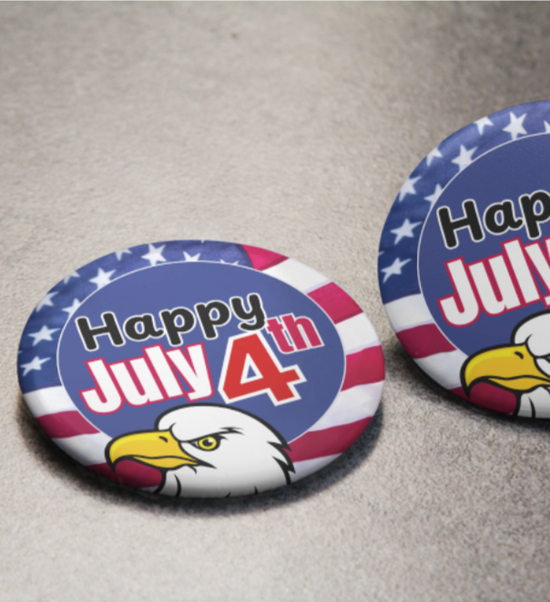 Happy July 4th button pin