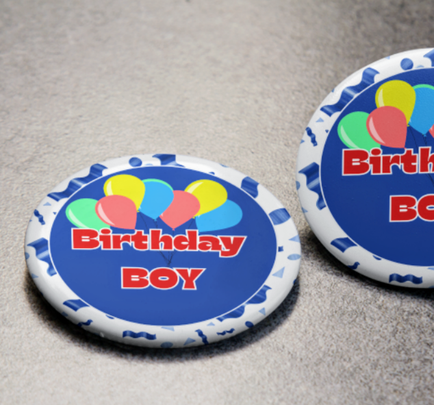 BIRTHDAY BOY BALLOON BADGE PIN