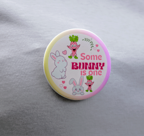 Bunny Themed 1st birthday Badge Pin