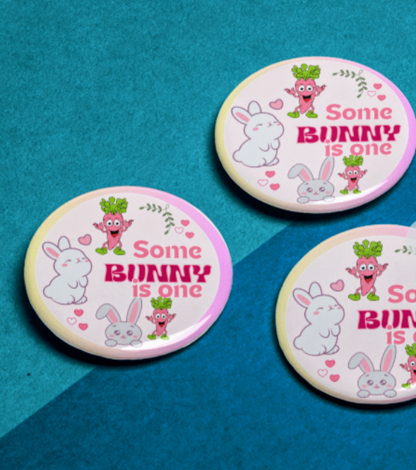 Bunny Themed 1st birthday Badge Pin