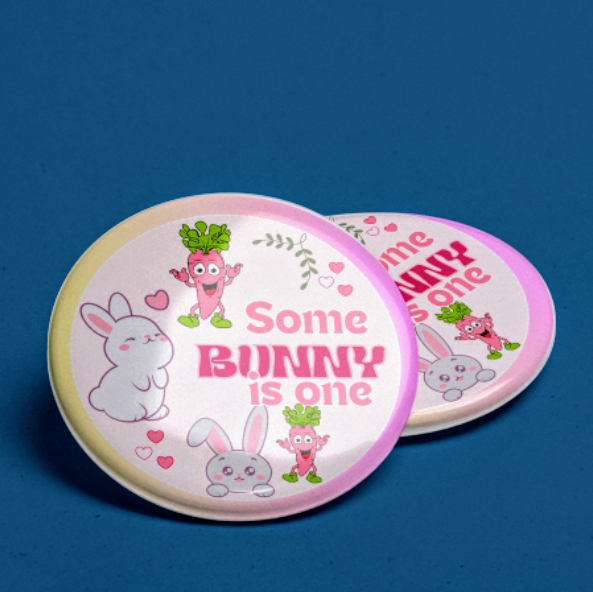 Bunny Themed 1st birthday Badge Pin