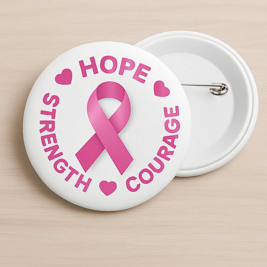 Breast cancer courage pin back button