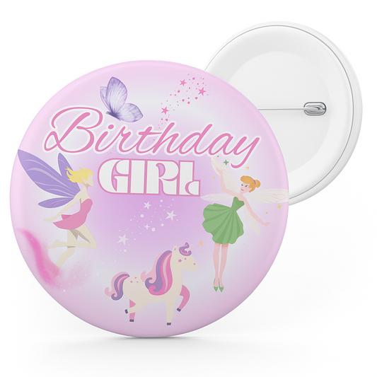 Fairy Themed Birthday Girl Badge Pin