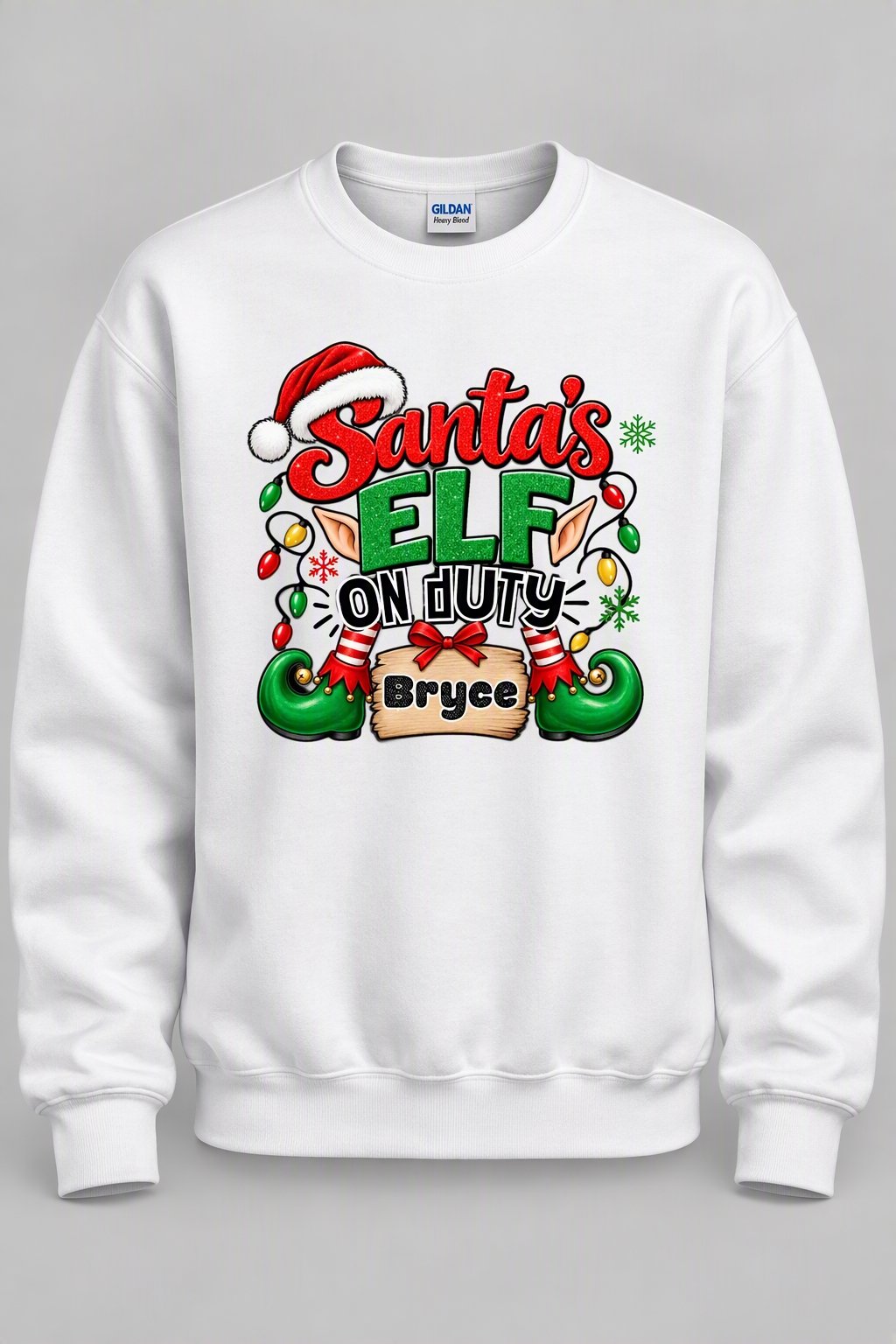 Personalized Santa's Elf On Duty Christmas Sweatshirt – Custom Name Holiday Sweatshirt