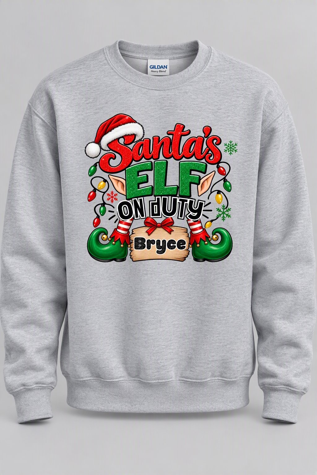 Personalized Santa's Elf On Duty Christmas Sweatshirt – Custom Name Holiday Sweatshirt