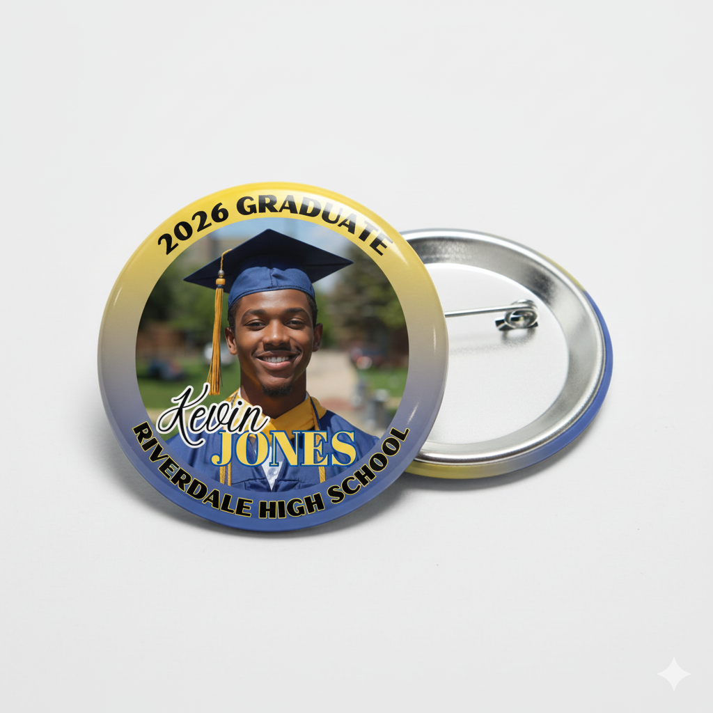 Graduation Pin Back Buttons | Grad Party Favor