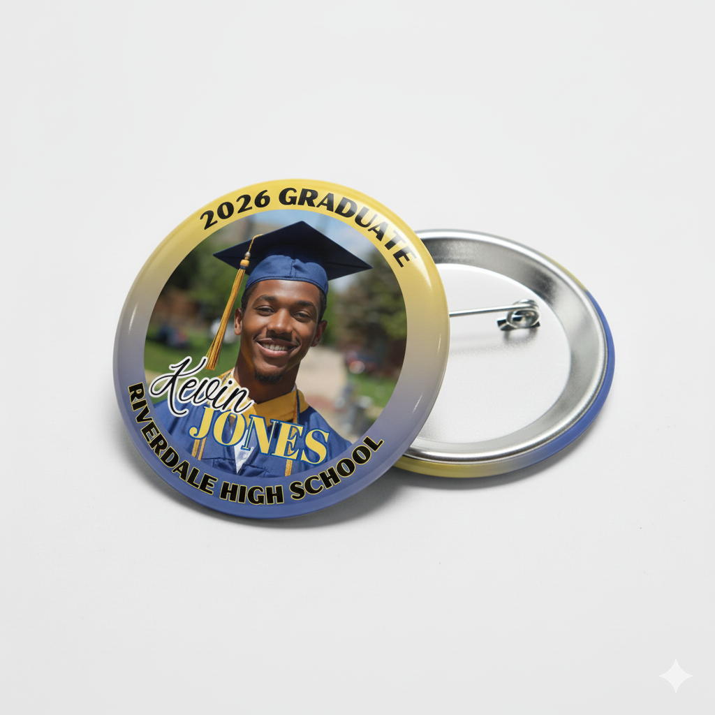 Graduation Pin Back Buttons | Grad Party Favor