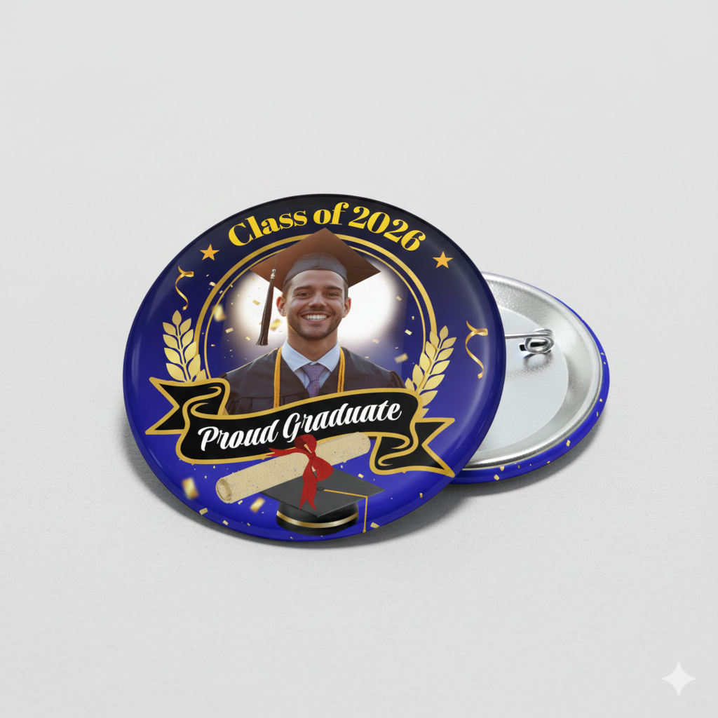 Graduation Pin Back Buttons | Grad Party Favor