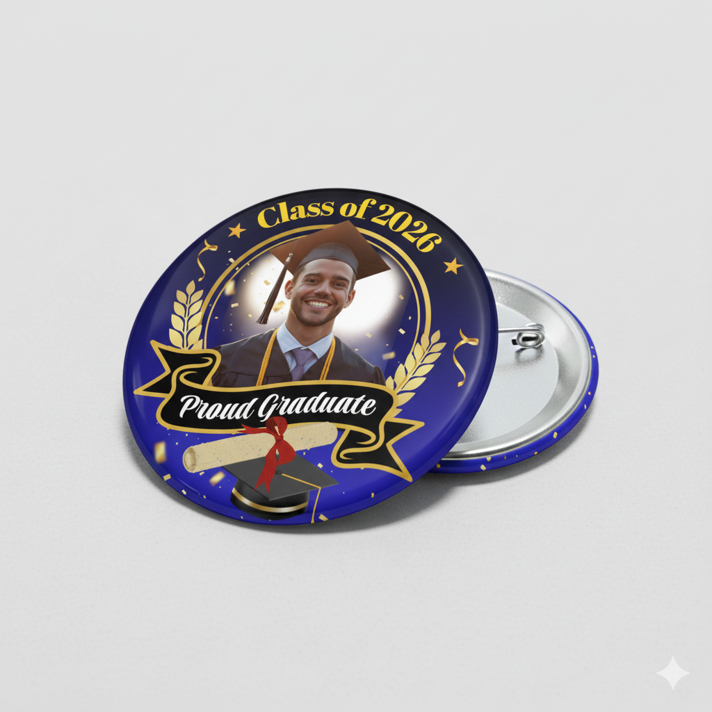Graduation Pin Back Buttons | Grad Party Favor