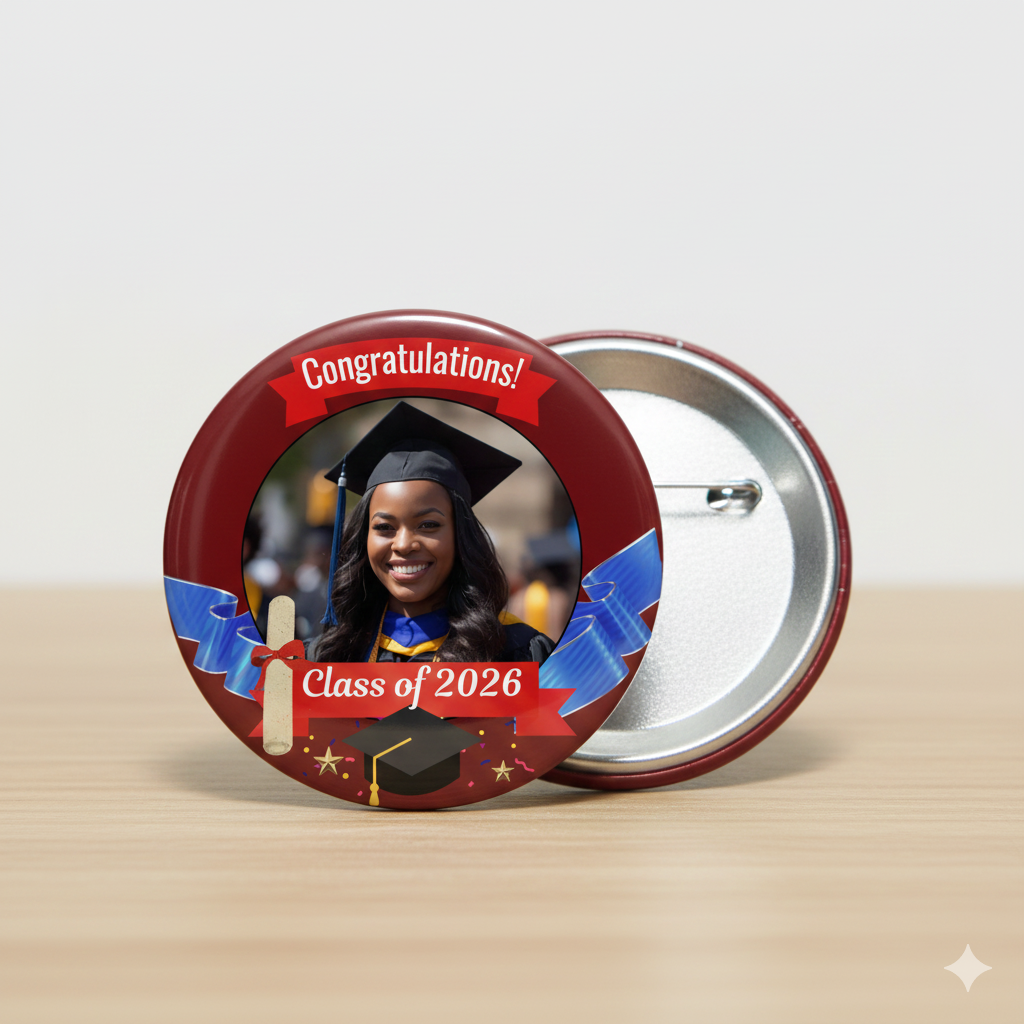 Graduation Pin Back Buttons | Grad Party Favor