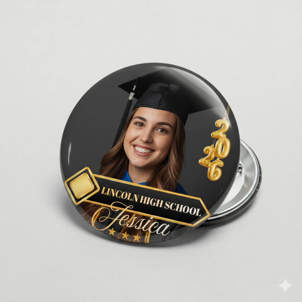 Graduation Pin Back Buttons | Grad Party Favor