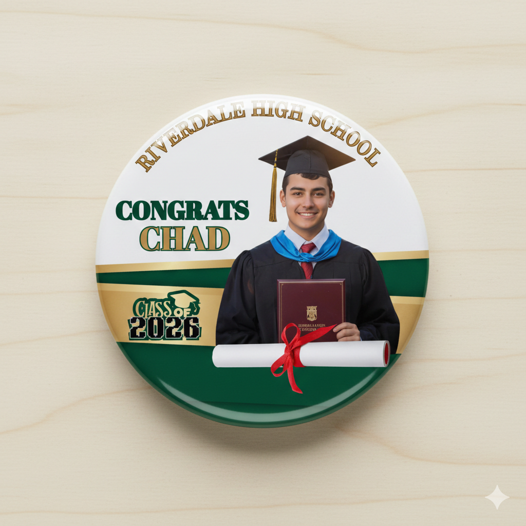 Graduation Pin Back Buttons | Grad Party Favor