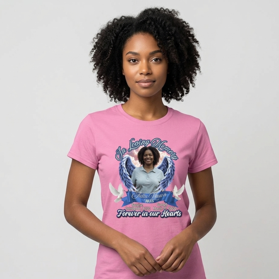 Angel Wings Memorial T-Shirt | Customizable In Loving Memory Tee