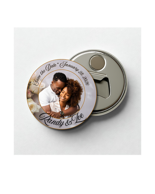 Personalized Photo Save the Date Magnetic Bottle Opener