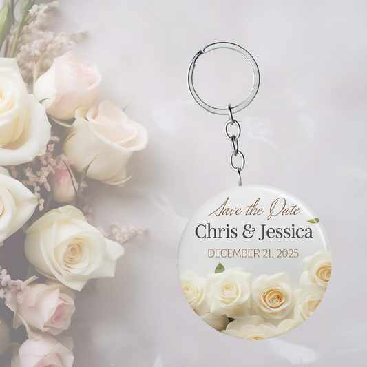 Save the Date Customizable Floral Key chain