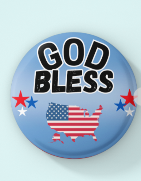 God Bless America button pin