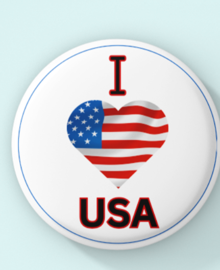 I Love USA  button pin