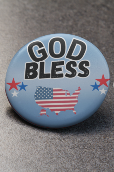 God Bless America button pin