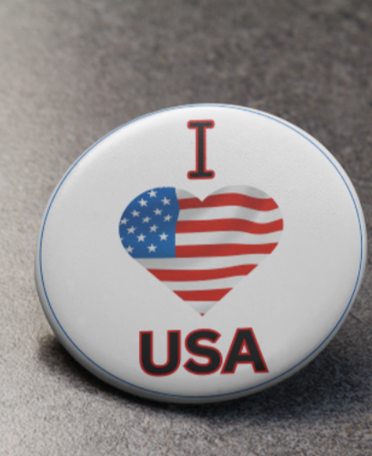 I Love USA  button pin