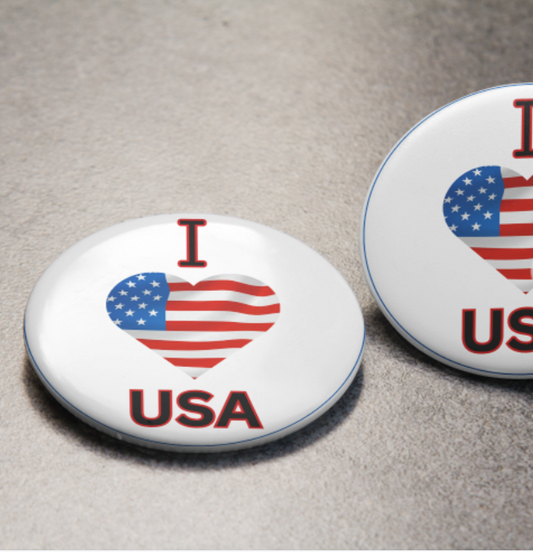I Love USA  button pin