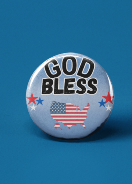 God Bless America button pin