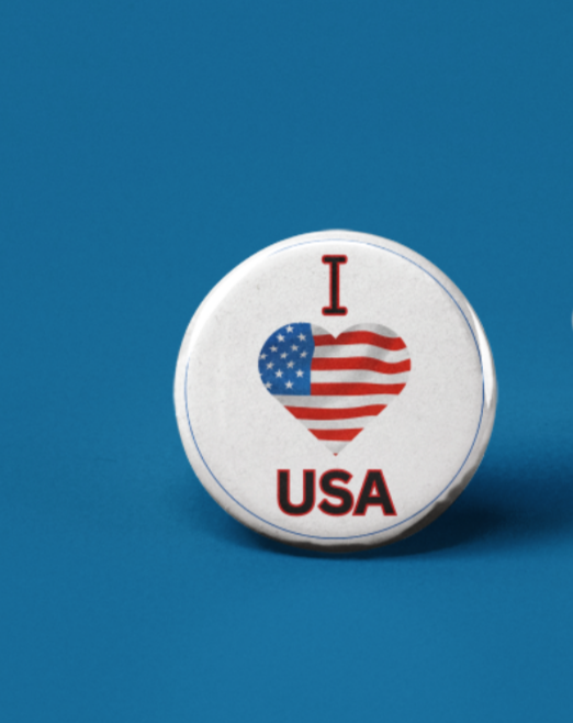 I Love USA  button pin