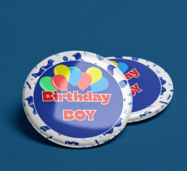 BIRTHDAY BOY BALLOON BADGE PIN