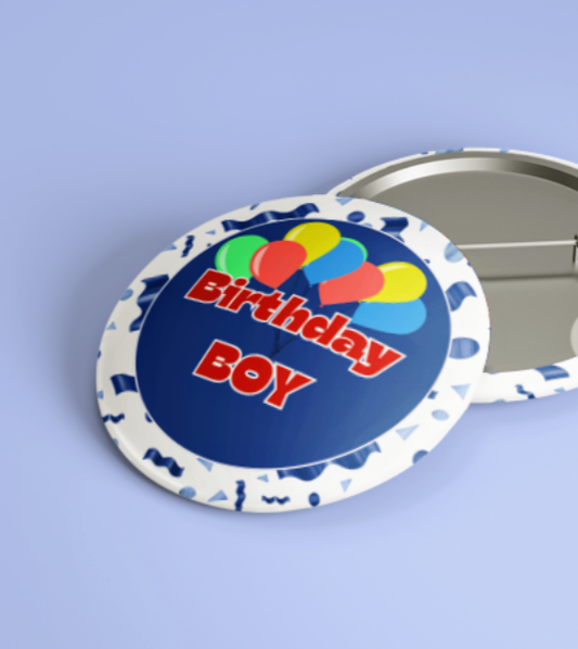 BIRTHDAY BOY BALLOON BADGE PIN