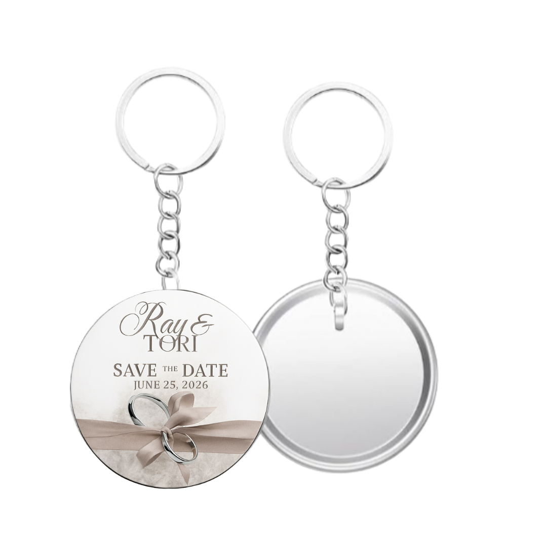Save the Date customizable beige key chain
