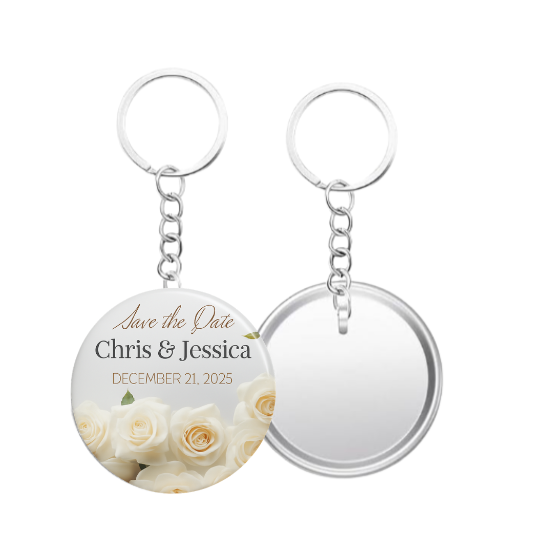 Save the Date Customizable Floral Key chain