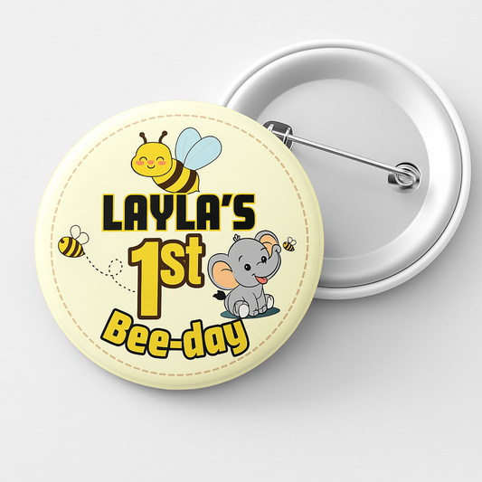 Bee Themed 1st Birthday Badge Pin