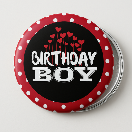 Birthday Boy Polka dot badge Pin