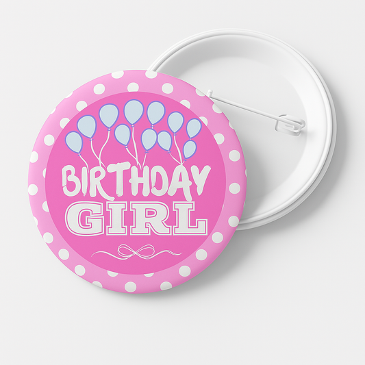 Birthday Girl Polka dot Badge Pin