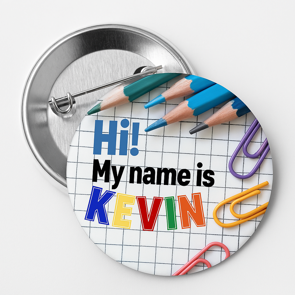 CUSTOMIZABLE STATIONERY BACK 2 SCHOOL BADGE PIN