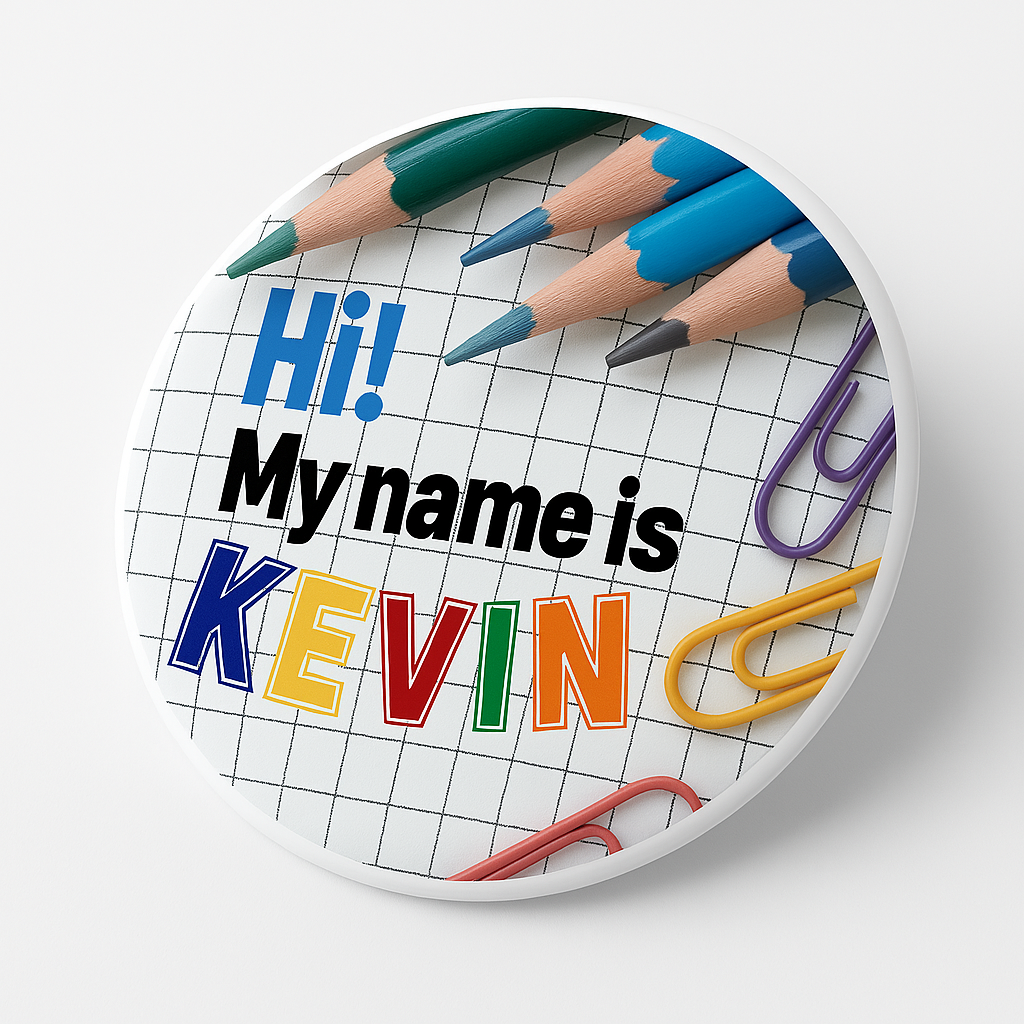 CUSTOMIZABLE STATIONERY BACK 2 SCHOOL BADGE PIN