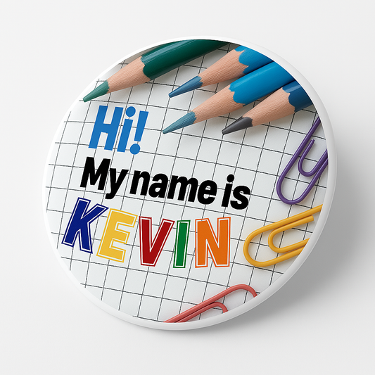 CUSTOMIZABLE STATIONERY BACK 2 SCHOOL BADGE PIN