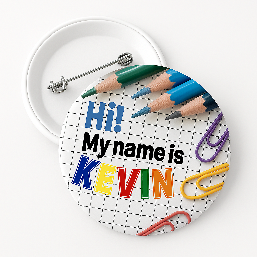 CUSTOMIZABLE STATIONERY BACK 2 SCHOOL BADGE PIN