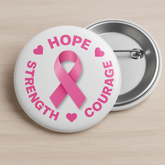 Breast cancer courage pin back button