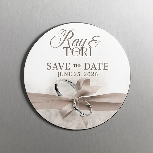 Customizable Beige Save the Date Fridge Magnet