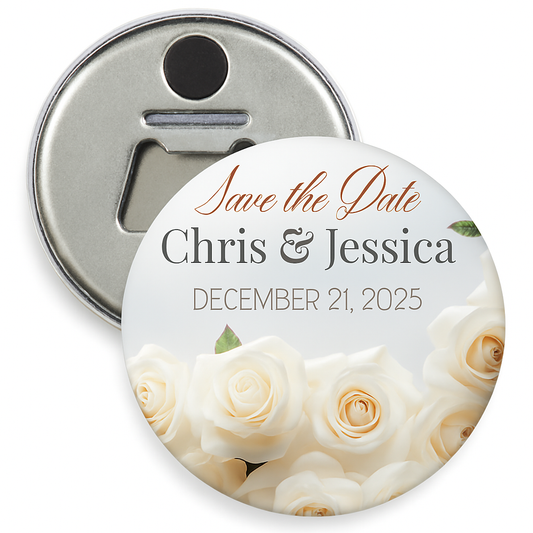 Personalized Floral Save the Date Magnetic Bottle Opener