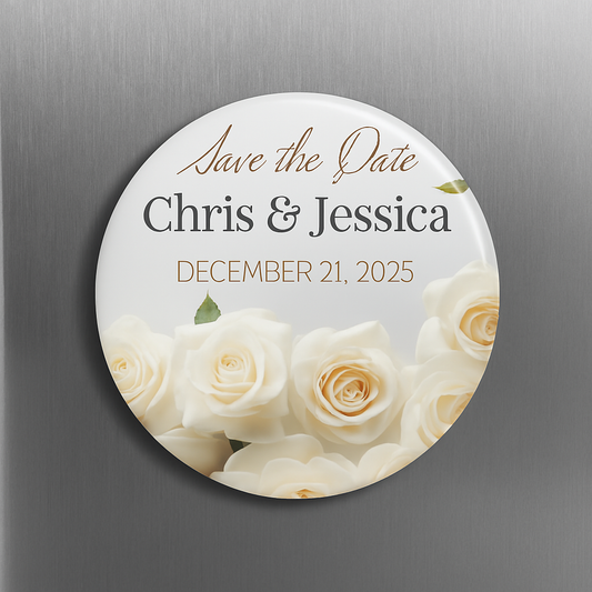 Customizable Floral Save the Date Fridge Magnet
