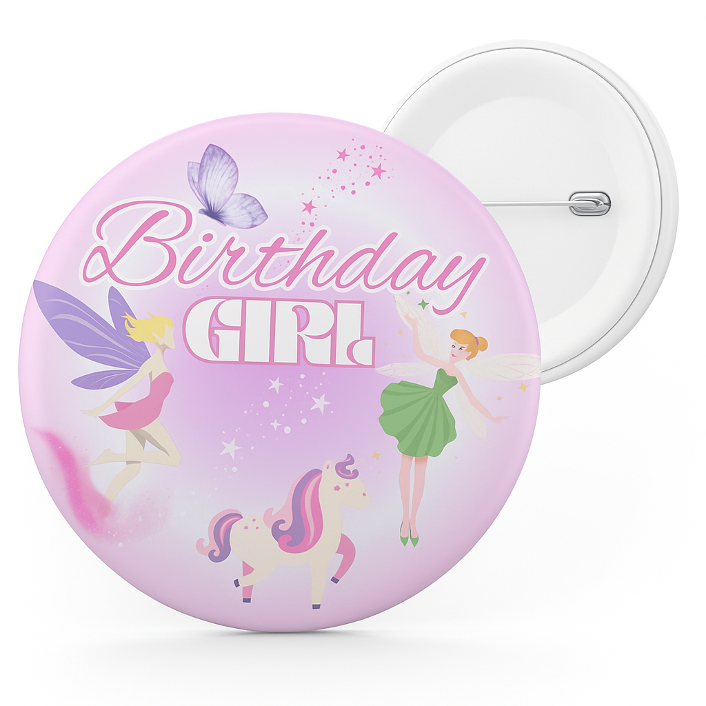 Fairy Themed Birthday Girl Badge Pin