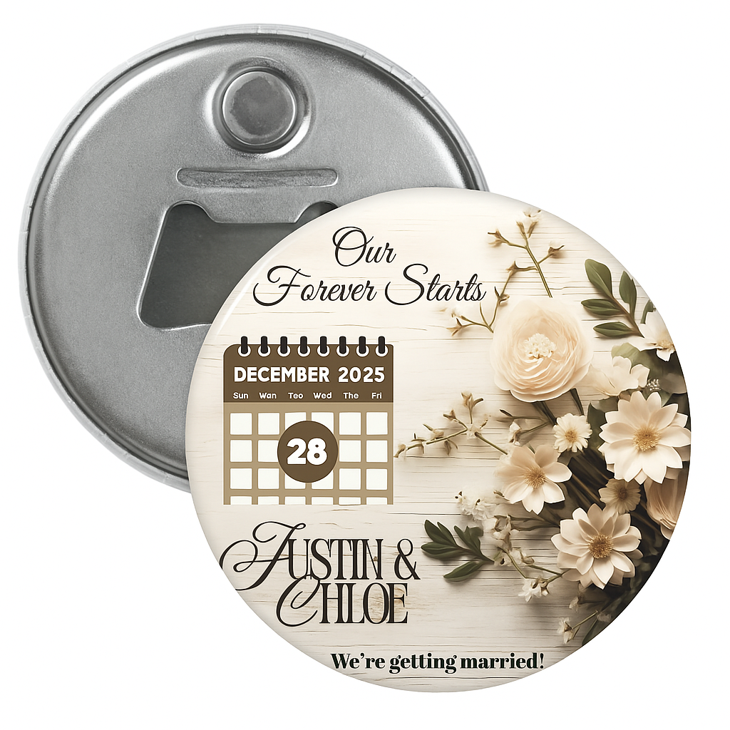 Personalized Calendar Design Save the Date Magnetic Bottle Opener