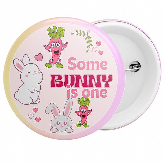 Bunny Themed 1st birthday Badge Pin