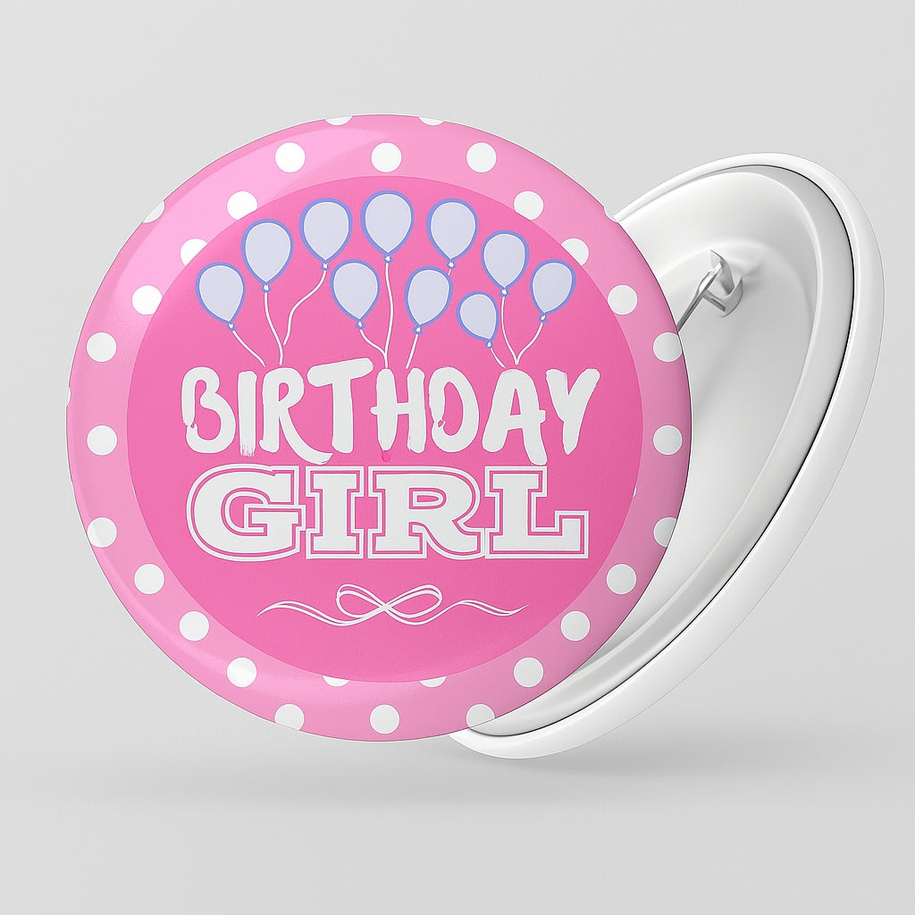 Birthday Girl Polka dot Badge Pin